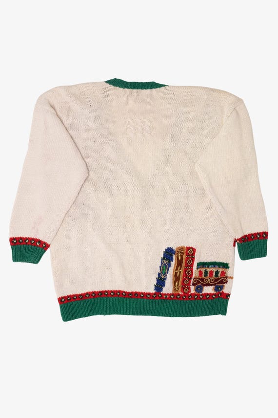 Vintage White Marisa Christina Toys Ugly Christmas Cardigan (1990s) View 2