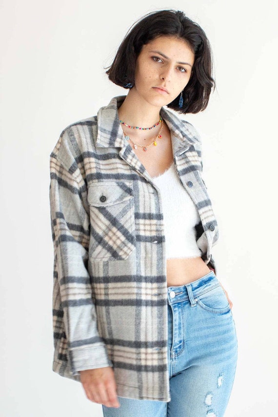 Grey plaid jacket deals