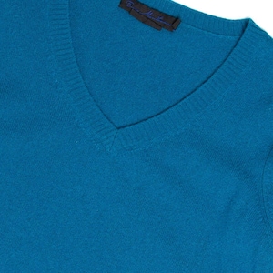 Teal V-Neck Cashmere Sweater