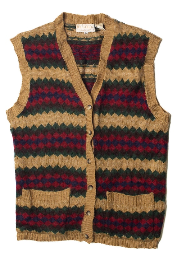 Gilet vintage en or DK avec losanges France