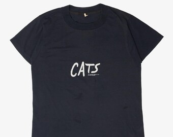 T-shirt Vintage Années 80 Cats Musical Recto-verso - Taille Unique, Coton, Printemps/été