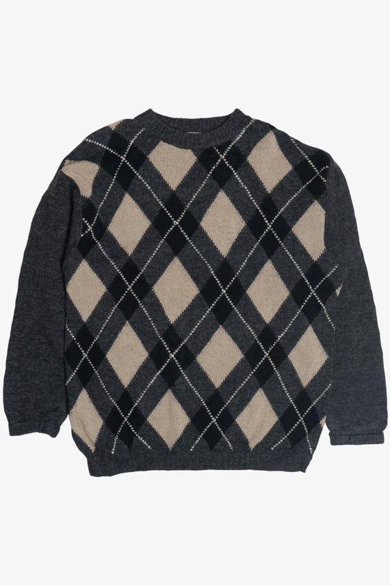 Vintage United Colors of Benetton Argyle Italian Wool Sweater