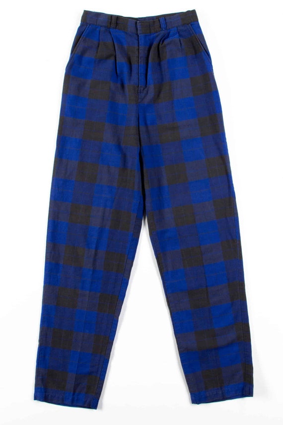 Palmetto's Black & Blue Plaid High Waisted Pants