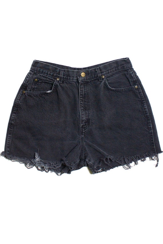 Vintage Chic Faded Black Cut Off Denim Shorts