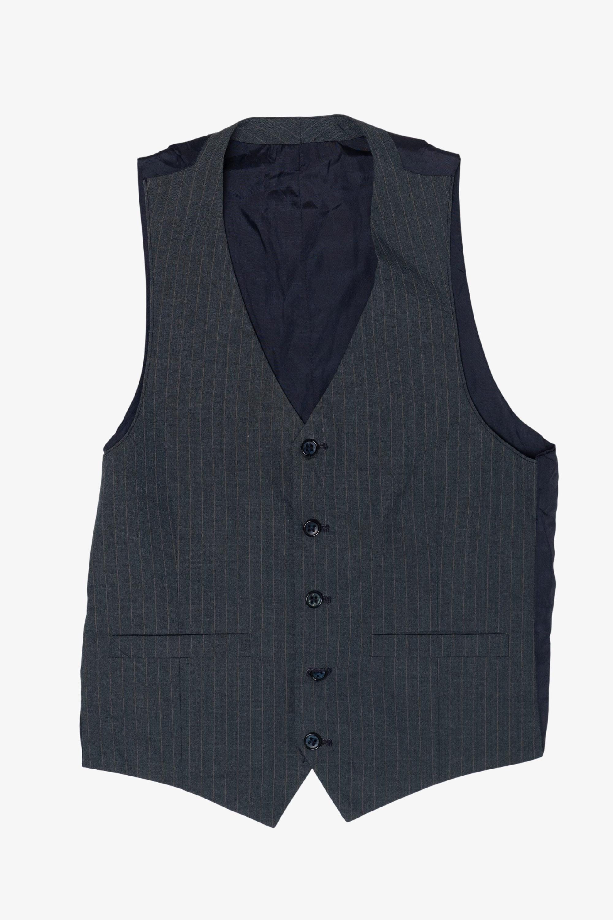 Vintage Dark Gray Striped Vest (2000s) - Etsy