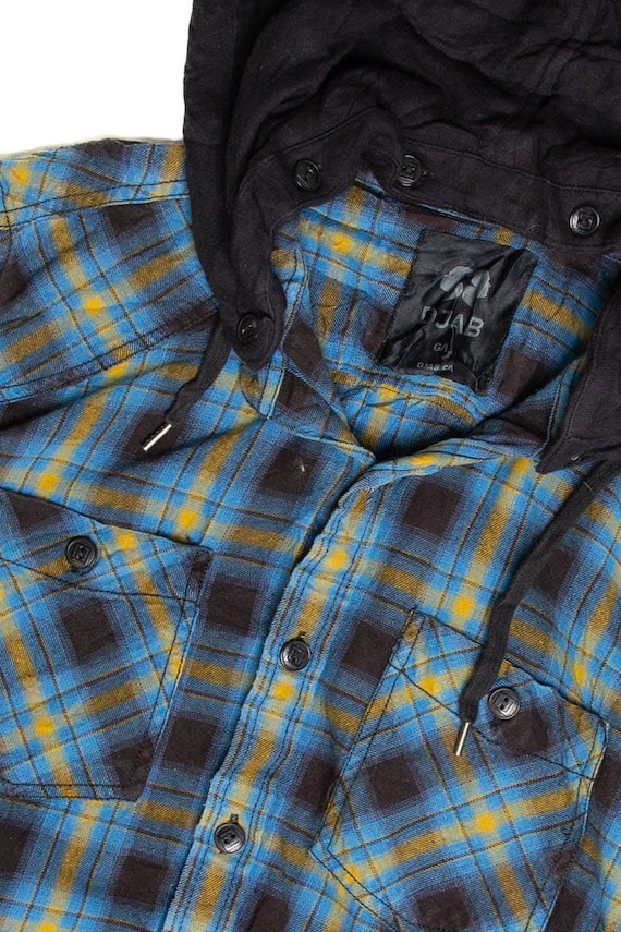 Blue Hooded Flannel Shirt