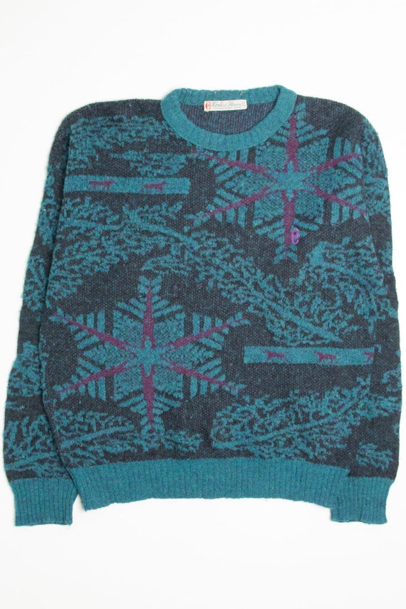 Maglione Conte of Florence con fiocchi di neve color verde acqua