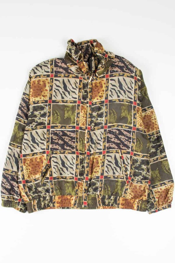 Silk Animal Print Checkered 90s Jacket 18390 - image 2