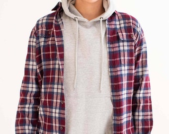 Plaid Shirt Burgundy - Etsy