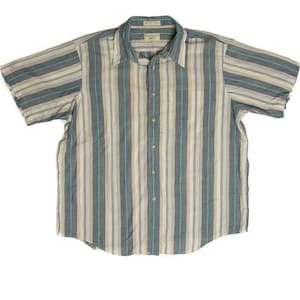 Vintage Tournament Green Striped Button Up Shirt