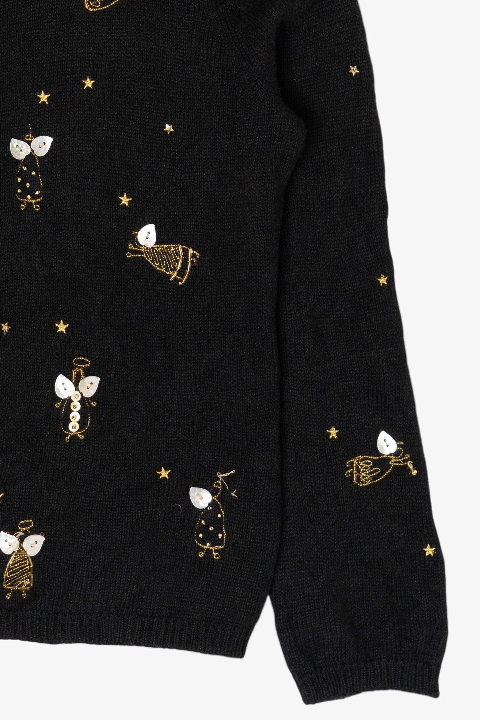 Cardigan Vintage Susan Bristol Noël Avec Anges - Taille L, Style Moche Chic