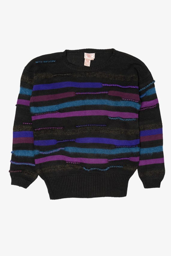 Vintage Striped Textured Knit Pronto Moda Sweater (1980s)