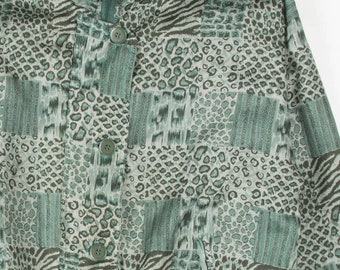 Chaqueta de seda con estampado animal patchwork 19229