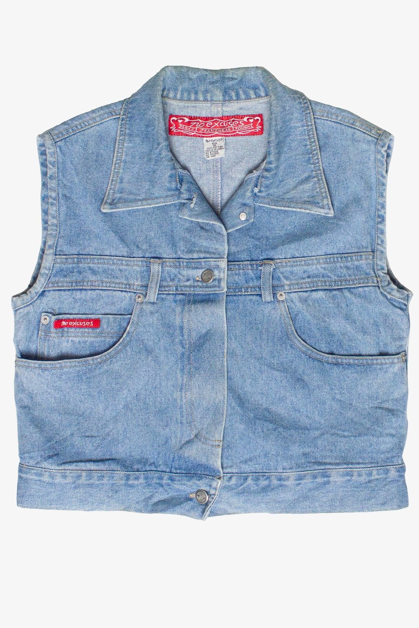 Vintage No Excuses Jeans Denim Vest (1990s) - Etsy