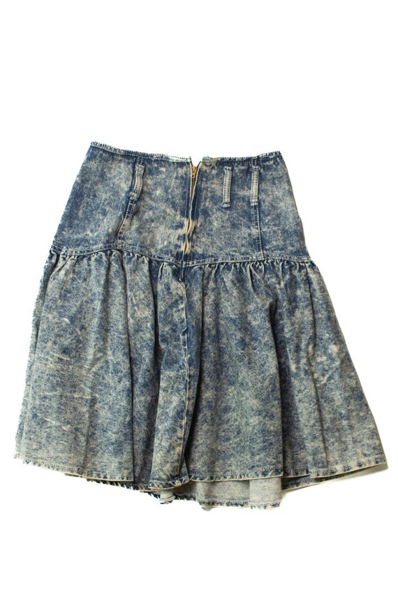 Vintage Acid Wash High Waisted Denim Skirt (1980s) - image 3