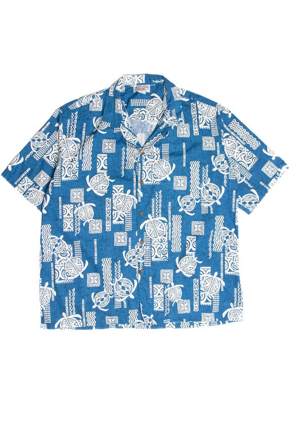 Vintage Pacific Legend Blue Turtle Hawaiian Shirt