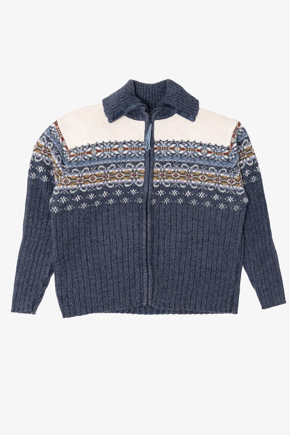 Vintage Blue Heirloom Collectibles Snowflakes Ugly Christmas Fair Isle Cardigan (2000s)