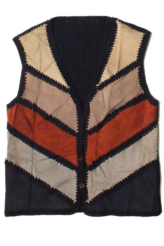 Suede & Crochet Patchwork Vest