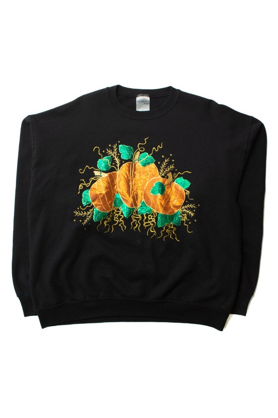 Vintage Foil Pumpkins Halloween Sweatshirt (1990s… - image 1