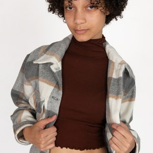 Greige Brushed Plaid Shacket