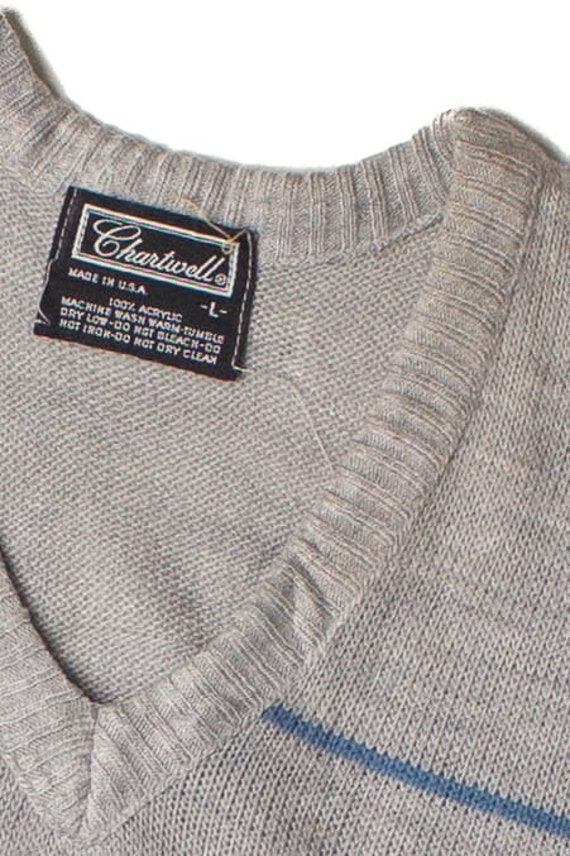 Vintage Striped Knit Vest - Gray Acrylic Chartwel… - image 3