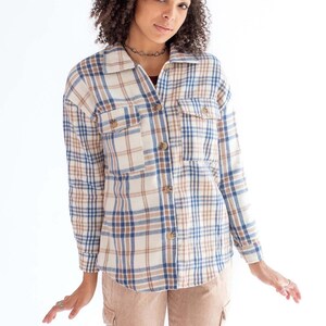 Sand & Indigo Spliced Plaid Shacket