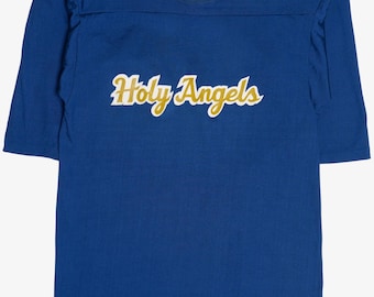 Vintage Champion "Holy Angels" 3/4 Sleeve Football Jersey Sweatshirt (1980s)