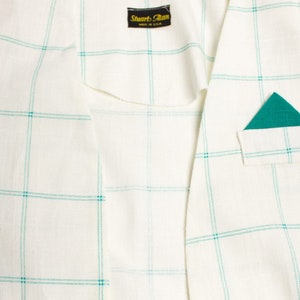 Vintage Teal Check Open Front Blazer (1980s)