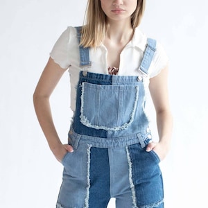 Patchwork Denim Overalls