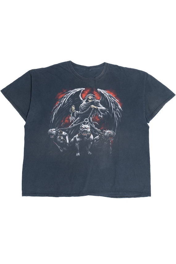 Vintage Skeleton Demon With Three Dogs T-shirt - Etsy
