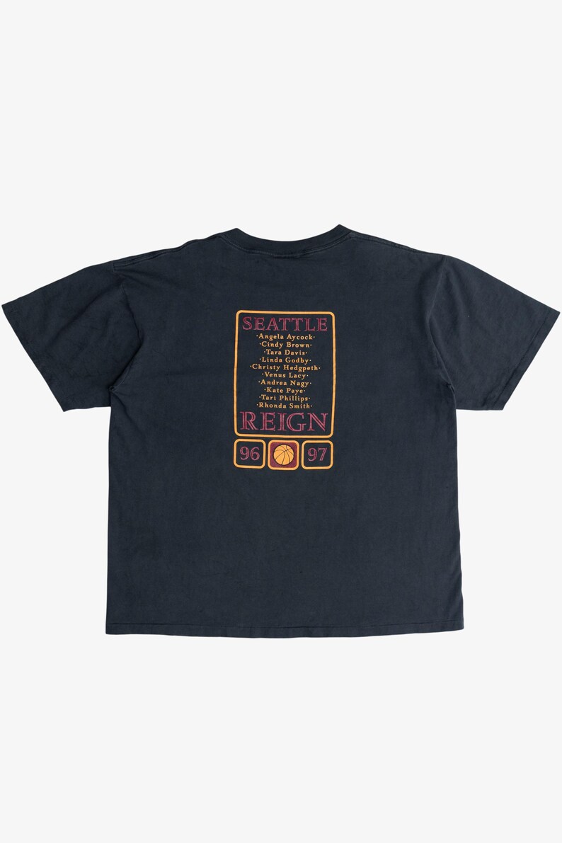Vintage Thrashed Seattle Reign WNBA '96-'97 Season T-Shirt (1990s)
