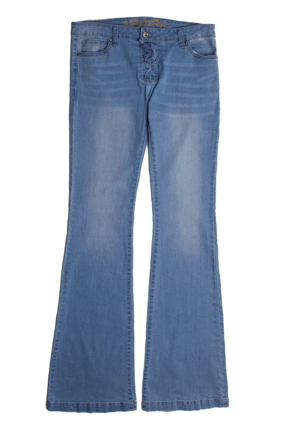 Y2k Lace-Up Wax Denim Jeans (2000s) 988