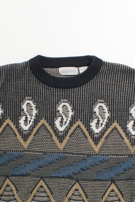 Vintage Brown and Blue 80s Sweater