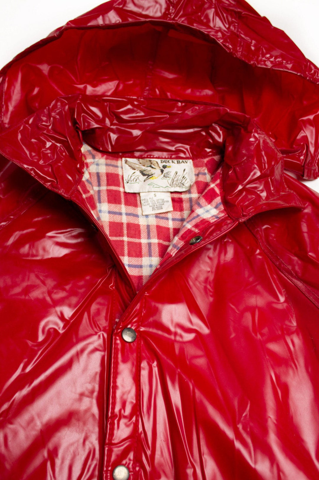 Vintage Glossy Red Plaid Rain Jacket Etsy