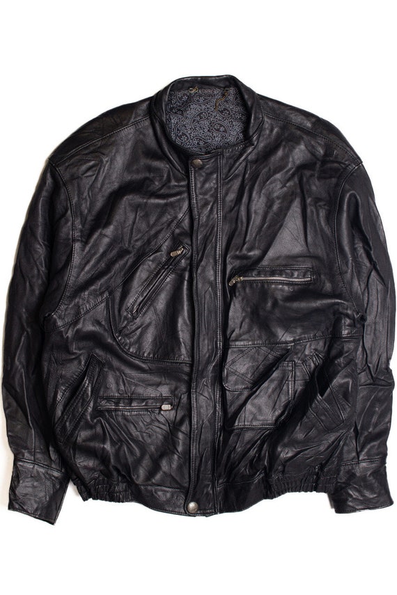 Black Leather Motorcycle Jacket 368