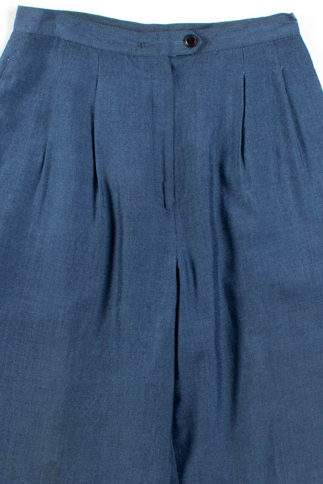 パンツ 60's Blue&Black Chambray Wool Slacks Chambray Pleated Pants (sz. 4) - Etsy