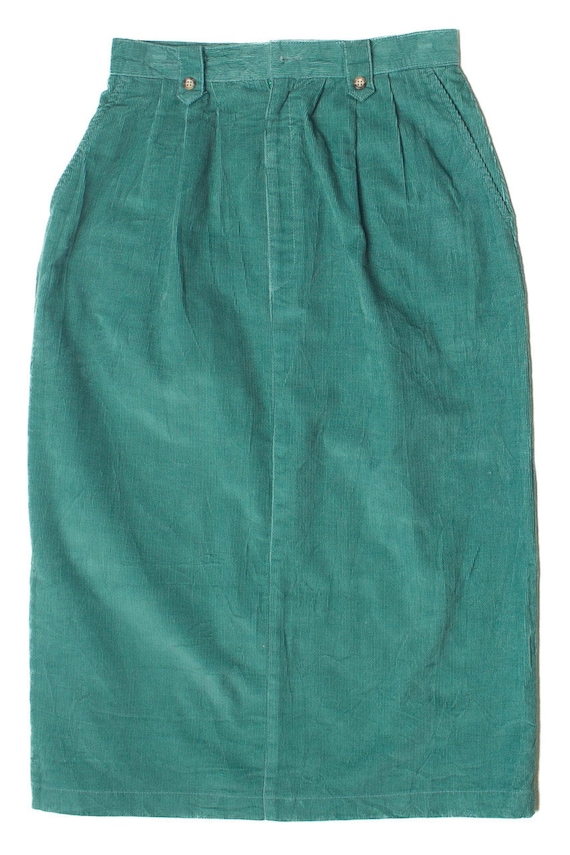 Vintage Teal Corduroy Eddie Bauer Pencil Skirt