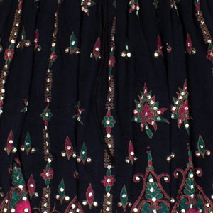 Vintage Black Sequin Festival Midi Skirt