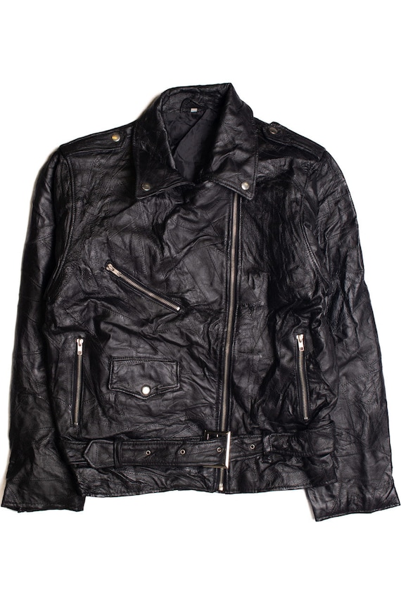 Patchwork Leather Motorcycle Jacket 362