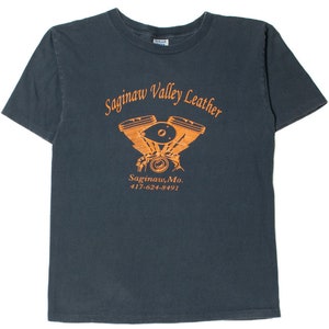 Maglietta vintage a punto singolo &quot;Saginaw Valley Leather&quot;