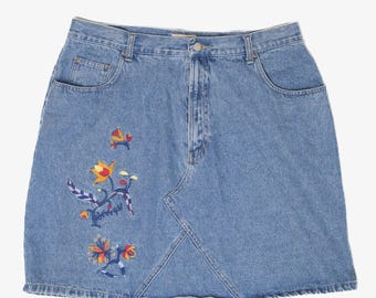 Vintage Bestickter Jeansrock (1990s)