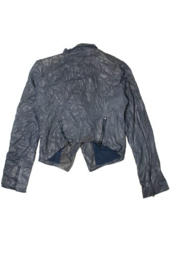 Cropped Slate Blue Kenneth Cole Leather Jacket - image 2
