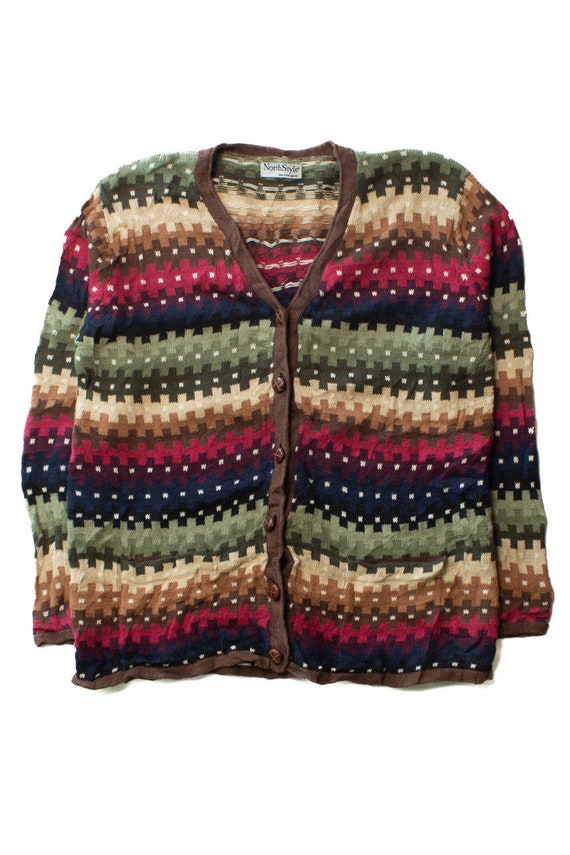 Vintage North Style Multicolor Cardigan Sweater (1
