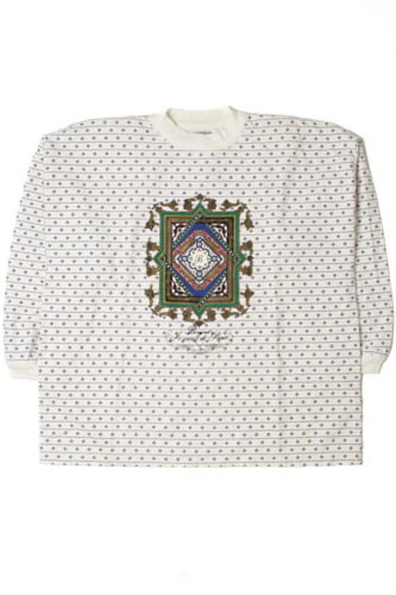 Vintage "Bonjour" Paris Patterned Sweatshirt