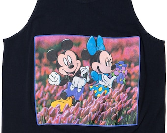 Vintage Disney Mickey & Minnie Lace Edge Tank Top