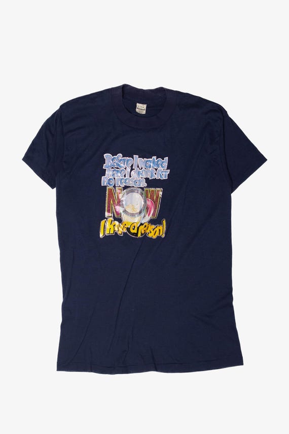 Vintage "Before I Worked Here I Drank For No Reason" T-Shirt (1980s) - XL