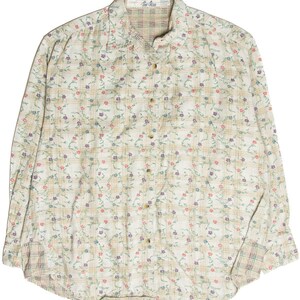 Vintage Flower Flannel Button Up Shirt
