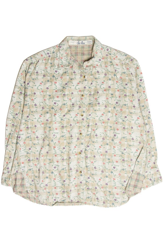 Vintage Flower Flannel Button Up Shirt - image 1