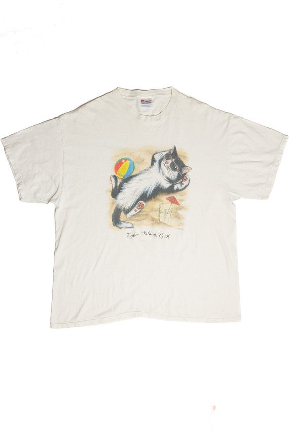 Vintage Tybee Island Cat In The Sun T-Shirt