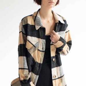 Oversized Black & Tan Plaid Jacket